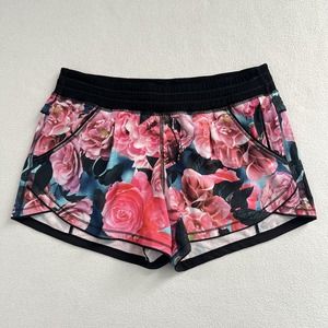 Lululemon Secret Garden Pink Black Print 4-way Free Reign Linerless Short 6